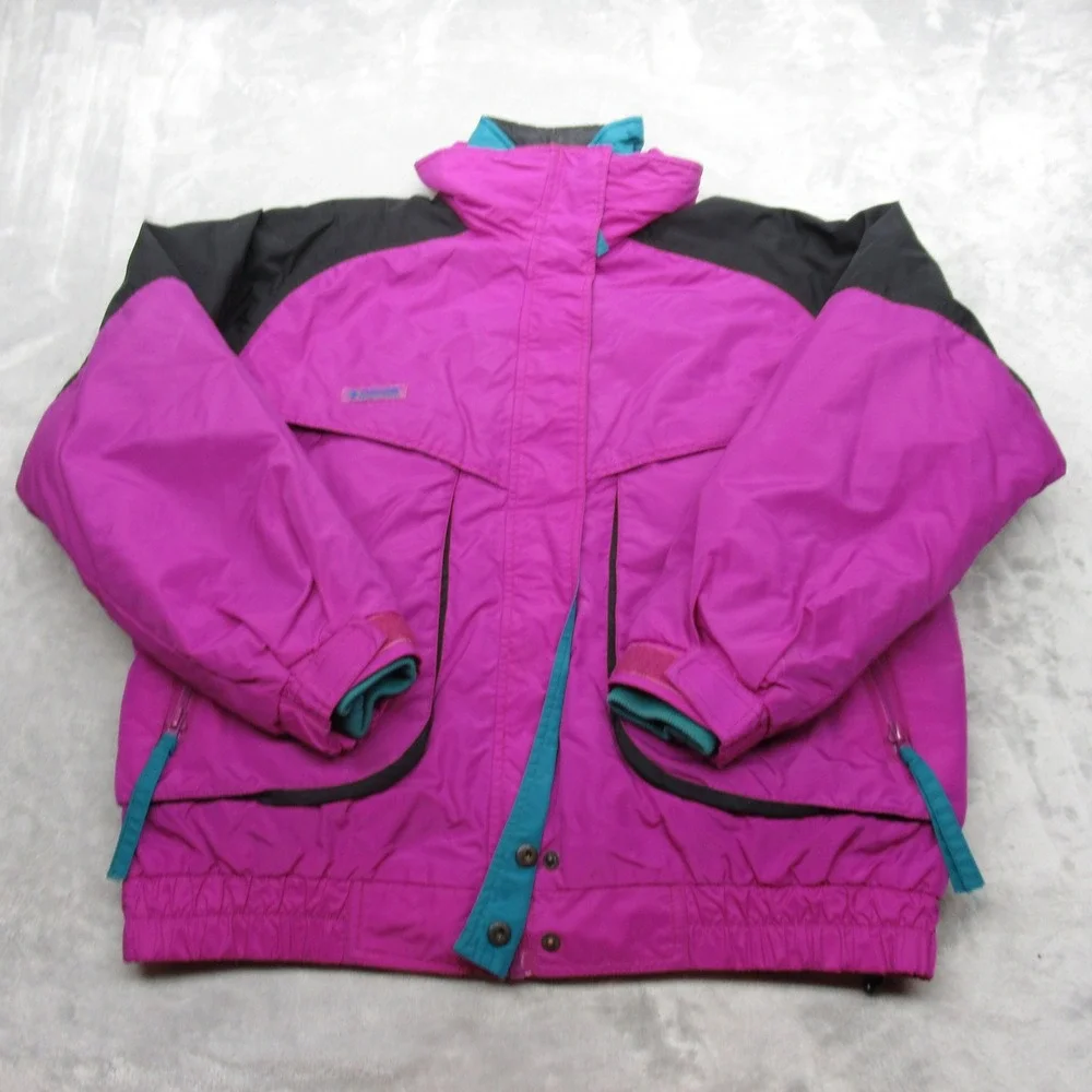 Columbia Jacket Women Large Purple Insulated Removable Liner Reversible 3in1 VTG - Picture 2 of 16